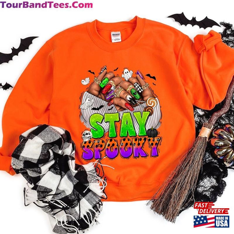 Stay Spooky Sweatshirt Halloween Black Woman Nails Shirt African American Unisex Classic 29Uf122993 – Utopia Fashion