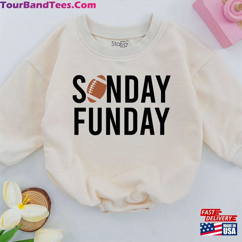 Sunday Funday Football Baby One Piece Season Romper Natural Bodysuit Classic Sweatshirt 29Uf122634 – Utopia Fashion