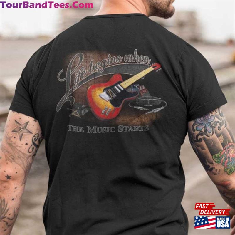 Taboo T-Shirt Life Begins When Music Starts Guitar Design Classic 29Uf122256 – Utopia Fashion