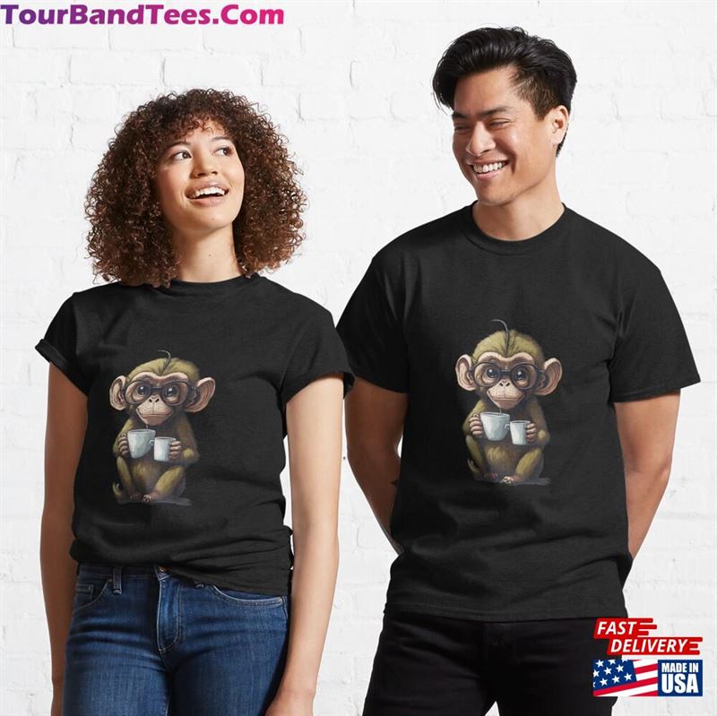 The Coffee Loving Monkey Classic T-Shirt 29Uf118604 – Utopia Fashion