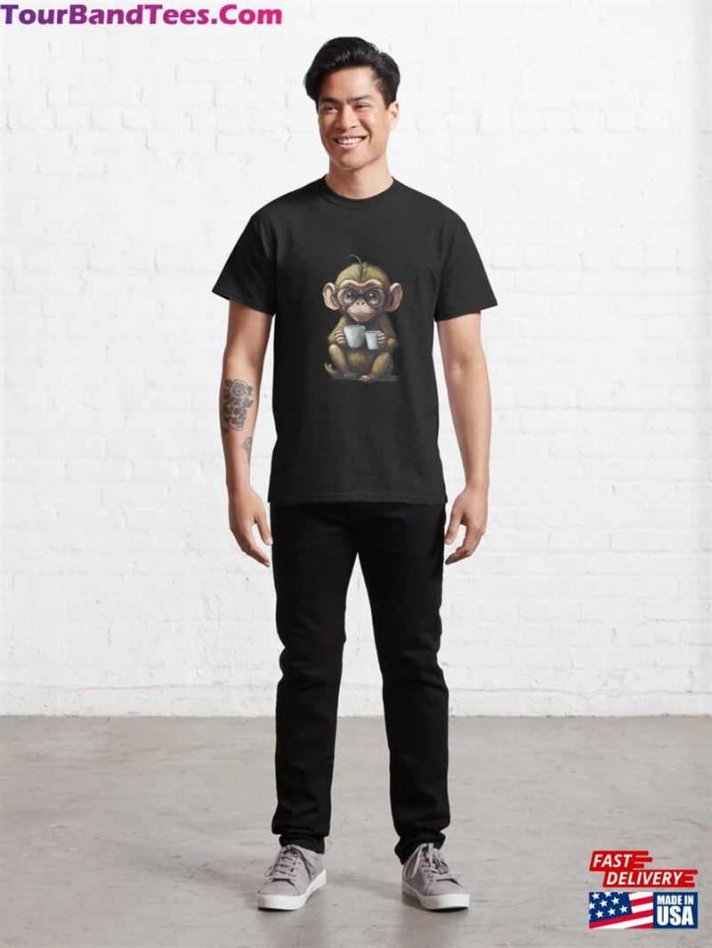 The Coffee Loving Monkey Classic T-Shirt 29Uf118604 – Utopia Fashion