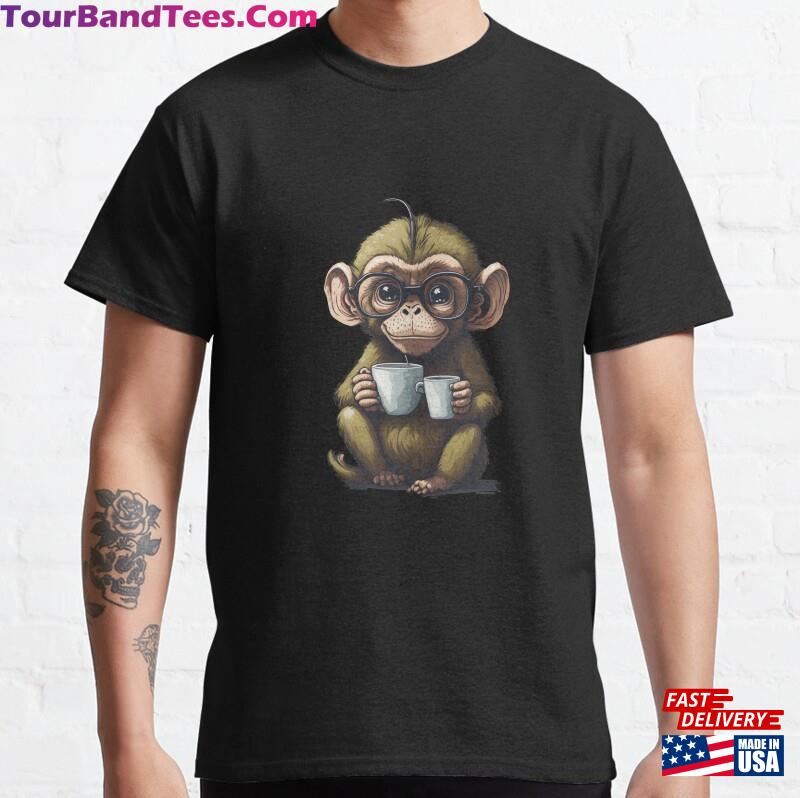 The Coffee Loving Monkey Classic T-Shirt 29Uf118604 – Utopia Fashion