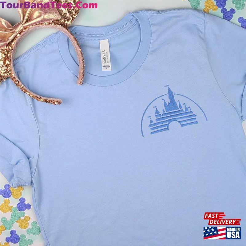 Vintage Disney Movie Castle Blue Embroidered Shirt T-Shirt Unisex 29Uf123187 – Utopia Fashion