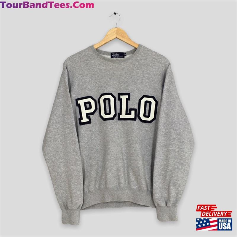 Vintage Polo Ralph Lauren Spell Out Sweater Medium 90’S Embroidery Crewneck Pullover Gray Sweatshirt Size M Hoodie Unisex 29Uf122998 – Utopia Fashion