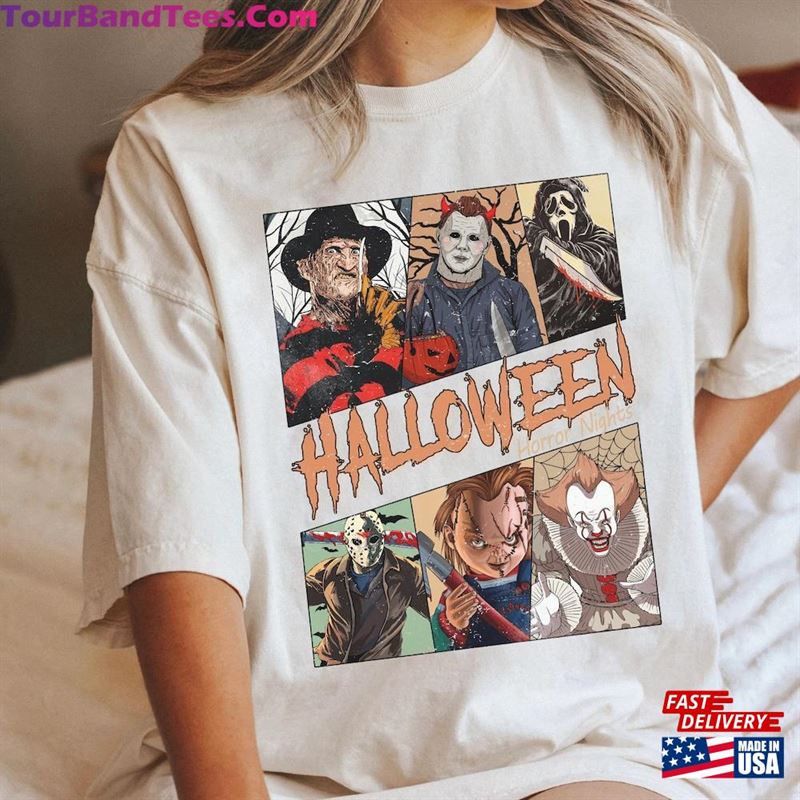 Vintage Retro Universal Studios Halloween Horror Nights Shirt Characters Group Scary Movie Costume Sweatshirt T-Shirt 29Uf123411 – Utopia Fashion