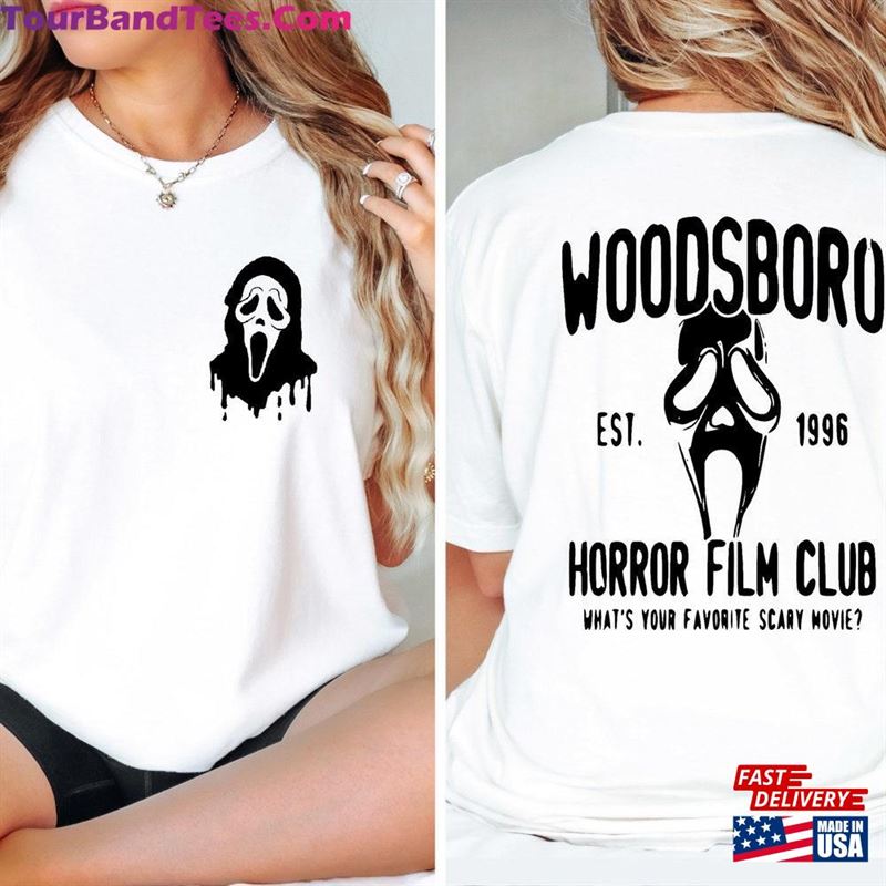 Woodsboro Horror Club Shirt Printed Front And Back Scream Film Unisex T-Shirt 29Uf122836 – Utopia Fashion