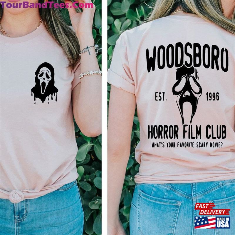 Woodsboro Horror Club Shirt Printed Front And Back Scream Film Unisex T-Shirt 29Uf122836 – Utopia Fashion