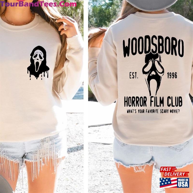 Woodsboro Horror Club Sweatshirt Printed Front And Back Scream Shirt T-Shirt Classic 29Uf122925 – Utopia Fashion